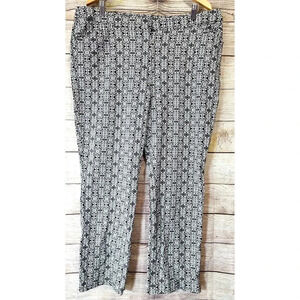 Chico's Women's Secret Stretch Straight Leg Pants 3R Black White Tile Print